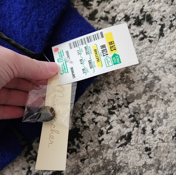 Vintage Mainbocher 100% Wool Jacket Blue Black Womens L NWT Preppy Academia Goth - Picture 5 of 9